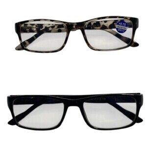 Gaoye +0.75 Reading Glasses Leopard & Black Blue-Light Filter, UV Protection 2pr